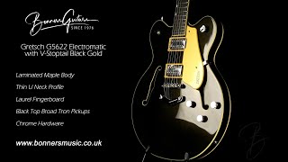 Video thumbnail for Gretsch G5622 Electromatic with V Stoptail Black Gold by Bonners Guitar Store