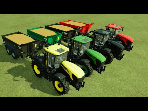 TRANSPORTING LOADING HARVESTING AND LOAD SOYBEAN WITH COLORED CASE TRACTORS - Farming Simulator 22