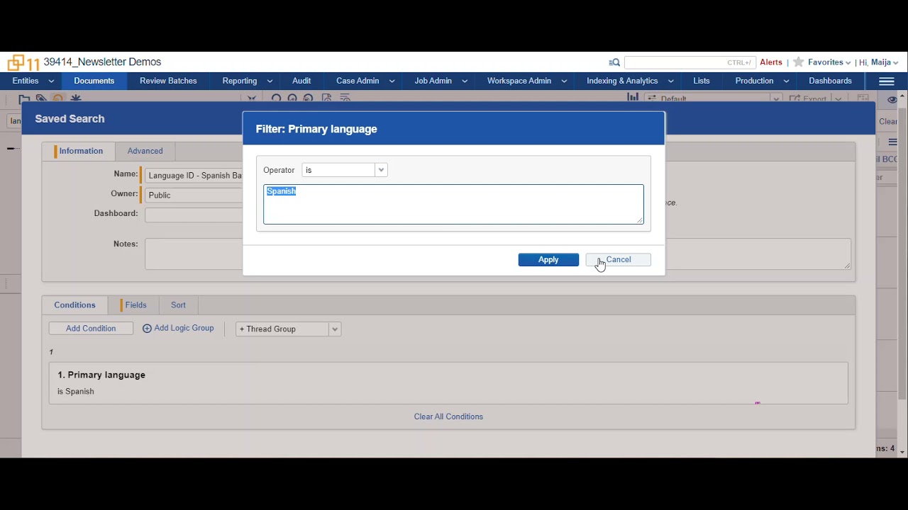Relativity Review / Analytics:  Language Identification and Name Normalization
