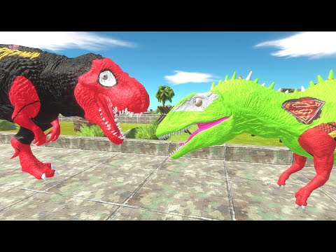 Dark Spiderman vs Superman Green Carcharodontosaurus Death Run - Animal Revolt Battle Simulator