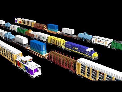 3D Freight Train Cars - Railway Vehicles - Trains - The Kids' Picture Show (Fun & Educational)