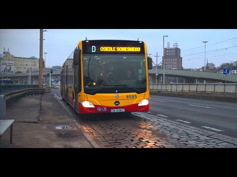 Polônia, Wrocław, ônibus D de Urząd Wojewódzki para Most Grunwaldzki
