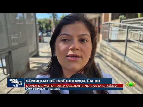 SENSAÇÃO DE INSEGURANÇA EM BH - Dupla de moto furta celulares no Santa Efigênia
