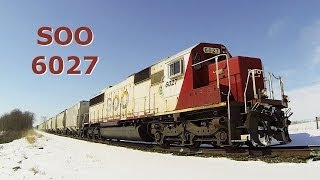 preview picture of video 'SOO 6027 East Meets SOO 6024 West at Genoa, Illinois on 3-4-2014'