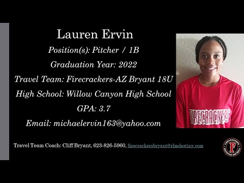 Lauren Ervin Softball Skills Video - 2022 Pitcher 1B
