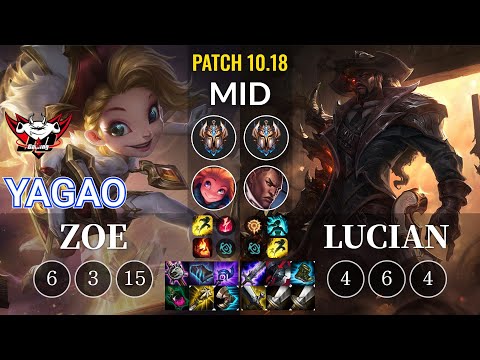 JDG Yagao Zoe vs Lucian Mid - KR Patch 10.18