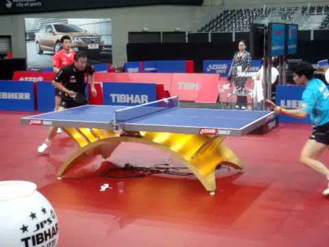 WTTC 2011: Zhang Jike, Wang Hao and Ma Lin, Chen Qi practising (part 2)