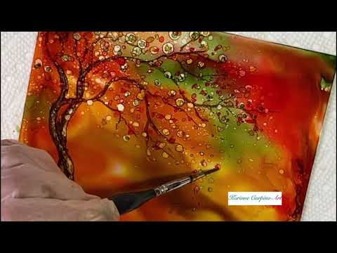 Alcohol Ink Whimsical Autumn Tree