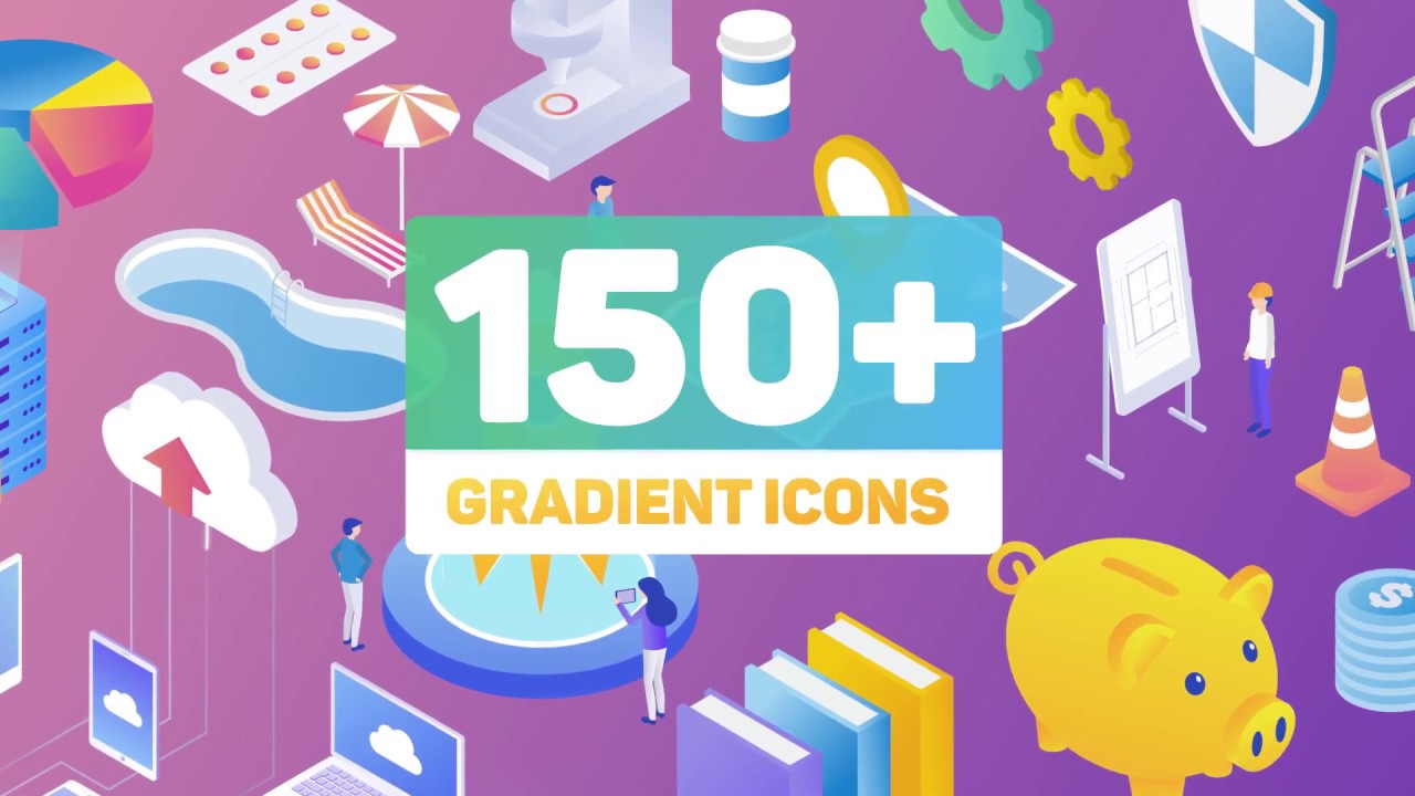 Isometric Gradient Icons After Effects Template