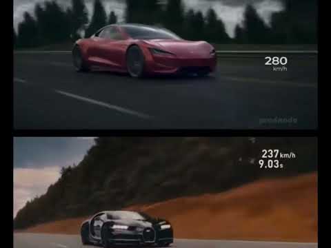 Tesla Roadster VS Bugatti ￼Chiron