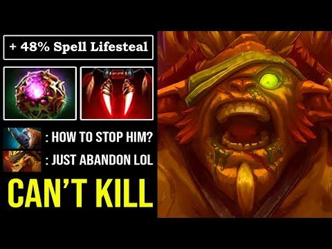 EVEN FOUNTAIN CAN'T KILL Crazy 48% Spell Lifesteal 1v5 Solo MID Bristleback Octarine Core DotA 2