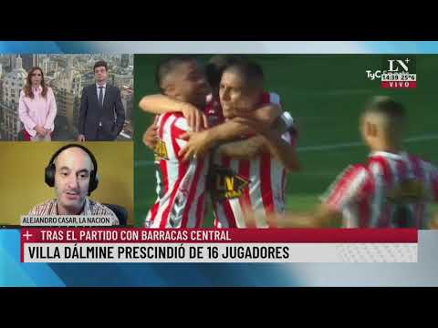 Villa Dálmine prescindió de 16 jugadores tras el partido con Barracas Central.