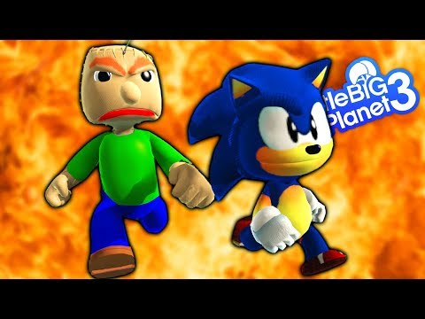 LittleBigPlanet 3 - Baldi's Basics Death Run - Baldi VS Sonic - PS4 Gameplay | EpicLBPTime