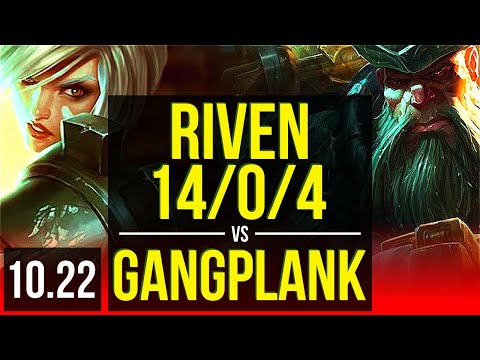 RIVEN vs GANGPLANK (TOP) | 14/0/4, Legendary, 1300+ games, 1.5M mastery | EUW Diamond | v10.22