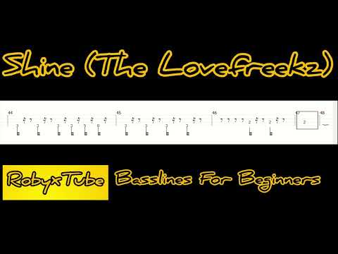 Shine (The Lovefreekz) - play-along tabs in video - reduced bass, no bass, bass tab play along