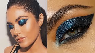 Graphic Metallic Blue Eye Makeup | Melissa Alatorre