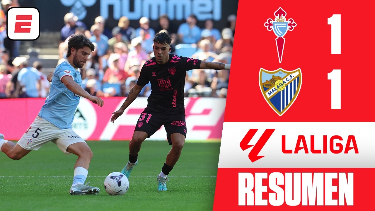 CELTA DE VIGO y MÁLAGA repartieron puntos en Balaídos. Goles de Jutglà y Niño | Resumen | La Liga