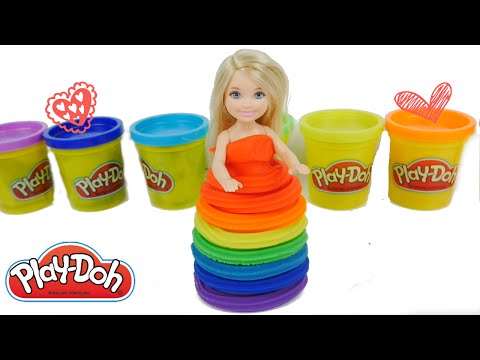 باربي فستان صلصال قوس قزح ألعاب بنات Barbie Chelsea PlayDoh Rainbow Dress Video