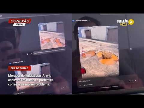 Vídeo: Morador de Itajubá usa IA, cria capivara em buraco e prefeitura corre para resolver problema.