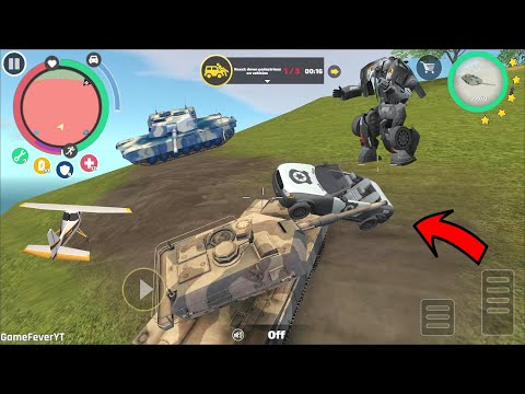 Rope Hero Vice Town (Giant Police Car Robot Climb Russian Army Tank) Army Tank on Mountain - HD