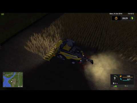 Let's Play Farming Simulator 2017 Goldcrest Valley Part 44 Corn Harvest at Night
