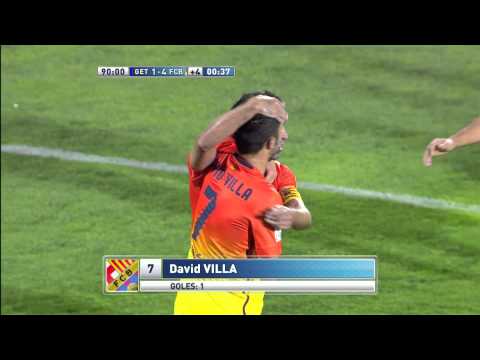 Gol de David Villa (1-4) en el Getafe CF - FC Barcelona Jornada 4