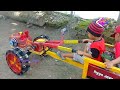 DIY Mini Rice Field Tractor With Complete Wood Material With Crank Start And Cart