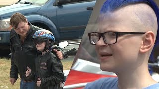 Hundreds of bikers help celebrate birthday of 10-year-old with autism