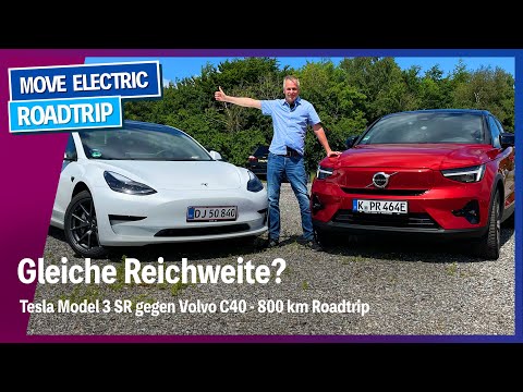 Kommen sie gleich weit? Tesla Model 3 SR und Volvo C40 - 800 km Roadtrip - Dänemark und retour