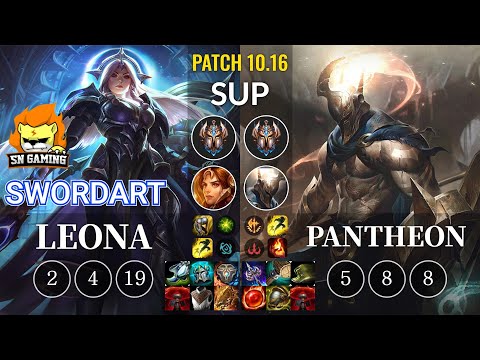SN SwordArt Leona vs Pantheon Sup - KR Patch 10.16