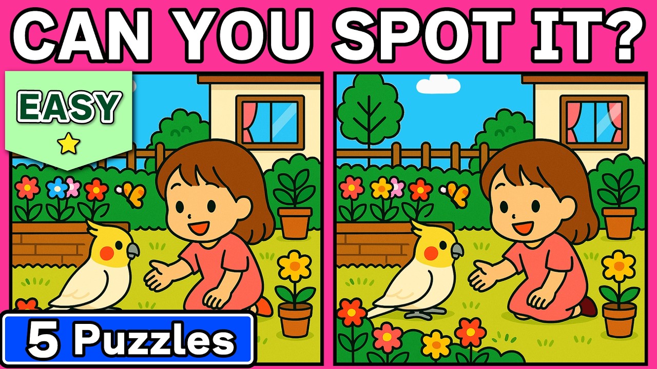 【EASY】Gentle Brain Training — 5 Spot the Difference Puzzles #198