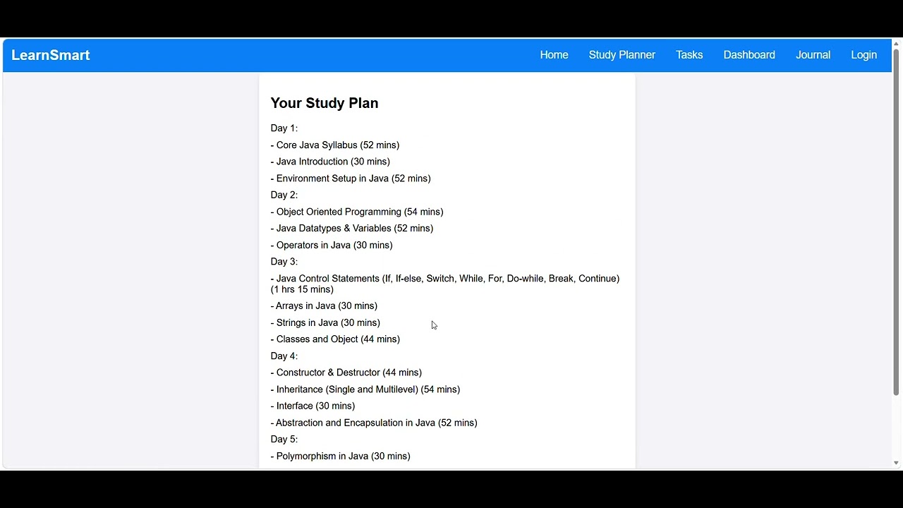 Learn Smart: AI Driven Study Planner