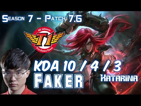 SKT T1 Faker KATARINA vs FIZZ Mid - Patch 7.6 KR Ranked