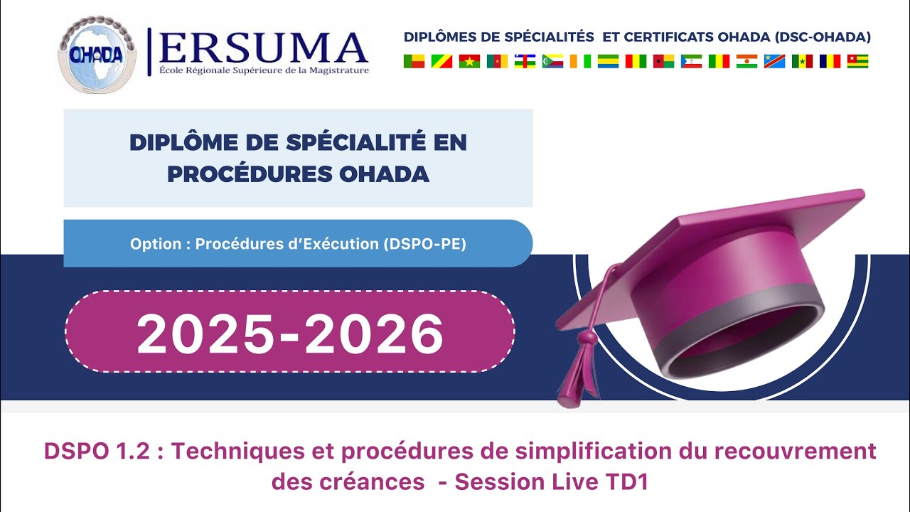 DSPO 1.2:Techniques et procédures de simplification du recouvrement des créances - Session Live TD1