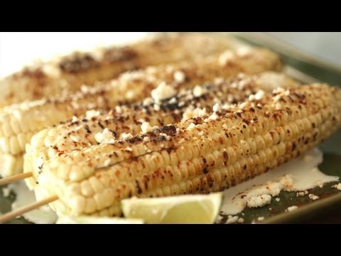 Mexican Elote Grilled Corn on Cob BBQ Recipe || KIN EATS