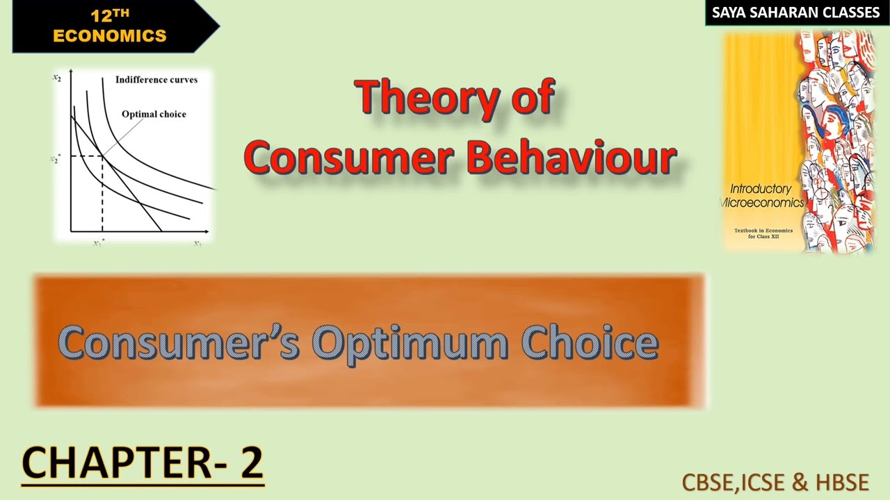 Consumer's Optimum Choice| Chapter-2| Theory Of Consumer Behaviour| Class-12 MicroEconomics