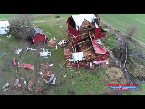 Aerial view of tornado's path