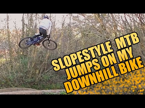 RIDING MY DOWNHILL MTB ON SLOPESTYLE JUMPS!!!