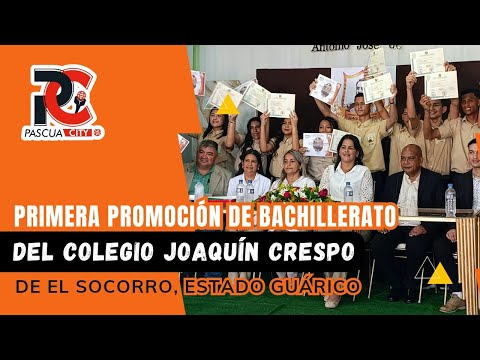 Primera promoción de bachillerato del colegio Joaquín Crespo en El Socorro, estado Guárico 