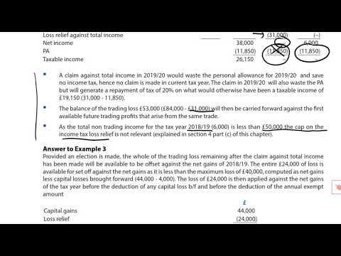 Tax Adjusted Trading Losses - ACCA Taxation (TX-UK) part 2