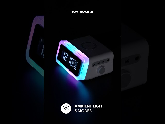 مكبر صوت موماكس 4 في 1 ساعة منبه رقمية باضاءة ملون...
