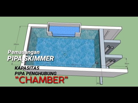 pemasangan pipa skimmer dan instalasi chamber kolam