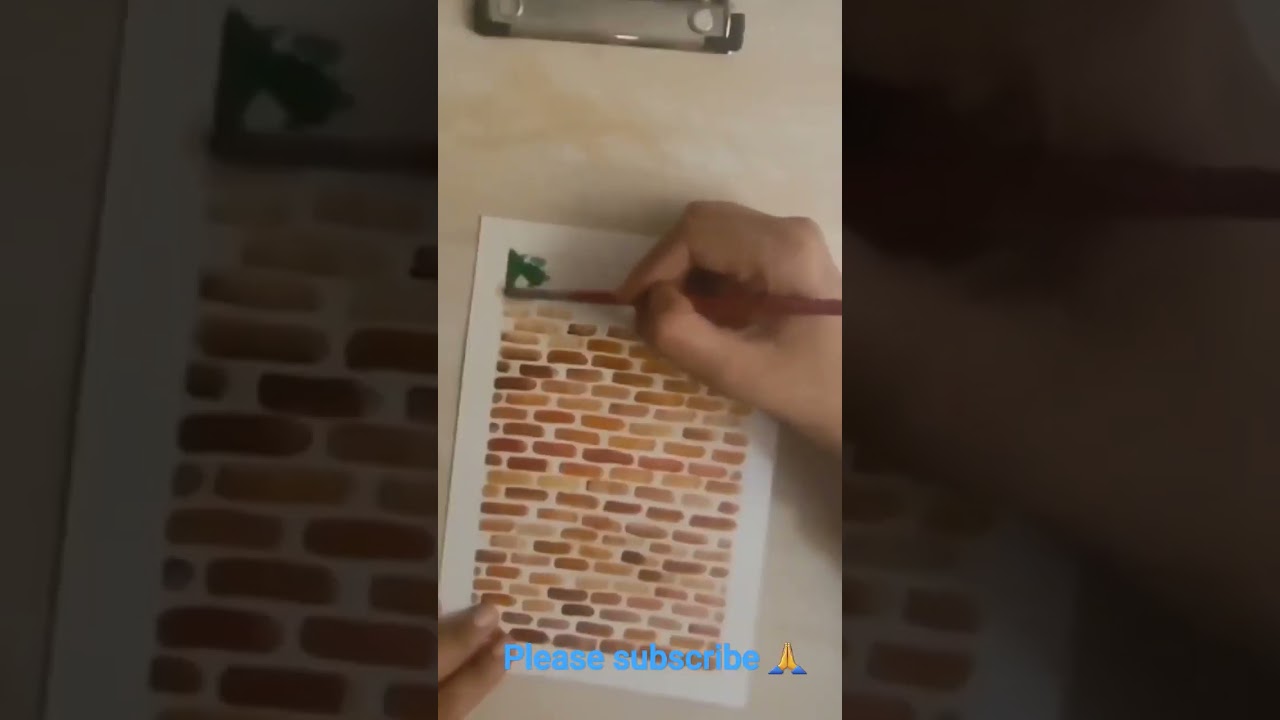 Easy Way To Draw Bricks Wall With Water Colour #shorts #viralvideo #watercolour #painting #art