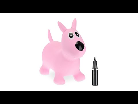 Hüpftier Hund rosa Schwarz - Pink - Weiß - Kunststoff - 60 x 50 x 25 cm