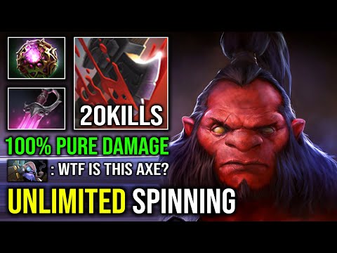WTF 1v5 Unlimited Spinning Solo Mid Axe 100% Pure Helix Damage OC Skill Spam Dota 2