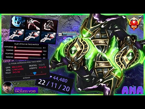 Ana [Faceless Void] X3 Divine Rapier 1 Hit 3600 DMG ComeBack Mega Creep 1v9 | Ana Dota 2