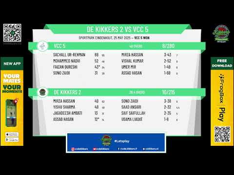 KNCB Vierde Klasse Round: 4  De Kikkers 2 v VCC 5