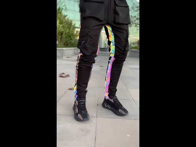 Vídeo relacionado con Reflective Luminous Moda Hombre Hip Hop Street Dance Jogging Pantalones Reflectantes