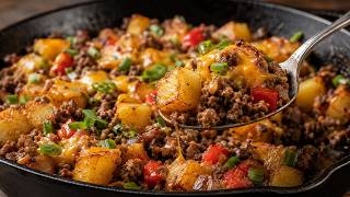 Carne Molida Con Papas Y Queso En Una Sarten - Comida En 30 Minutos
