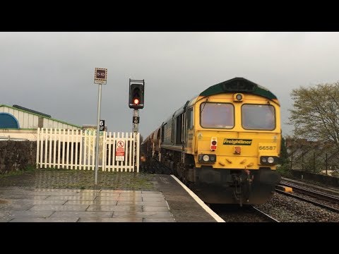 Freightliner Class 66590 TnT 66587 Passing Exeter St Thomas - 6Y55 - 10th April